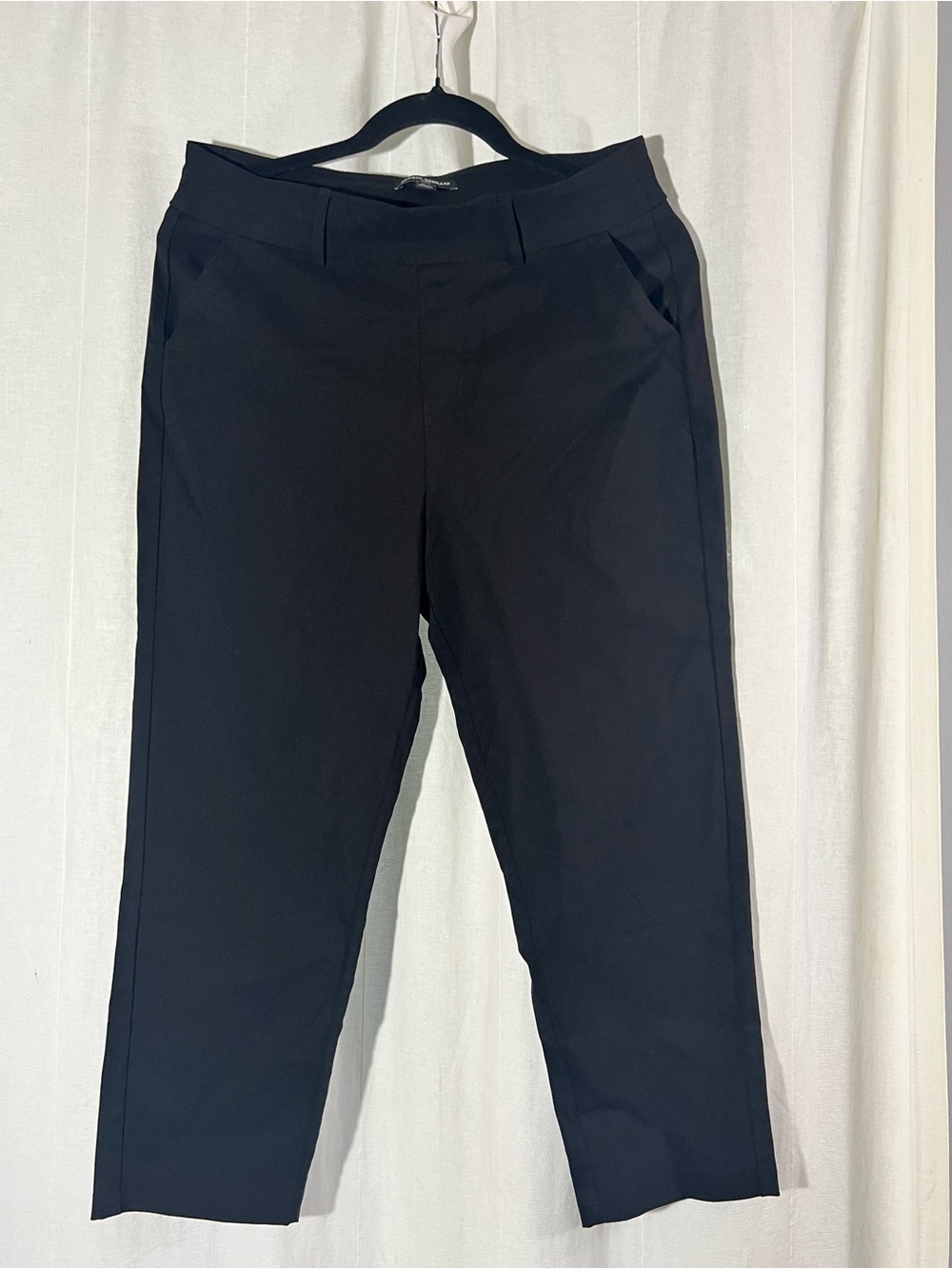 Mario Serrani Black Straight-Leg Cropped Dress Pants